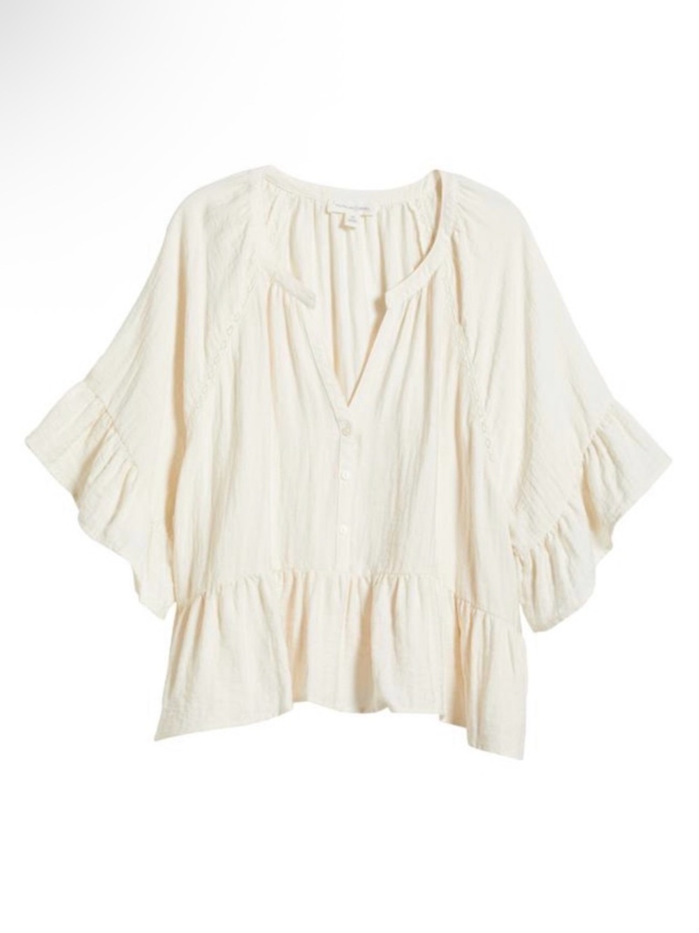 Treasure & Bond Ruffle Peplum Top in Ivory Egret size Small